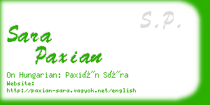 sara paxian business card